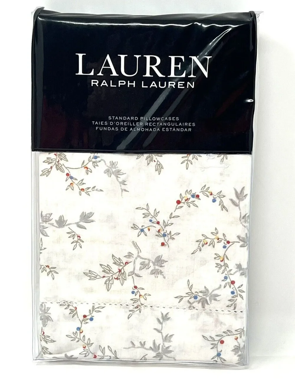 Ralph Lauren Carolyne Vine Standard Pillowcases Grey Pair Of 2 - 20” X 32”